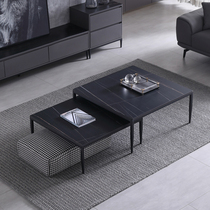 Italian rock board size square coffee table combination set Modern simple office business reception tea table