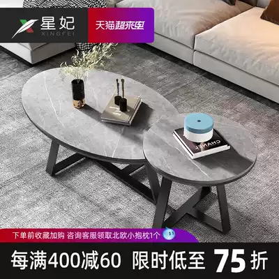 Italian imported rock plate coffee table Simple modern business office reception oval size coffee table combination
