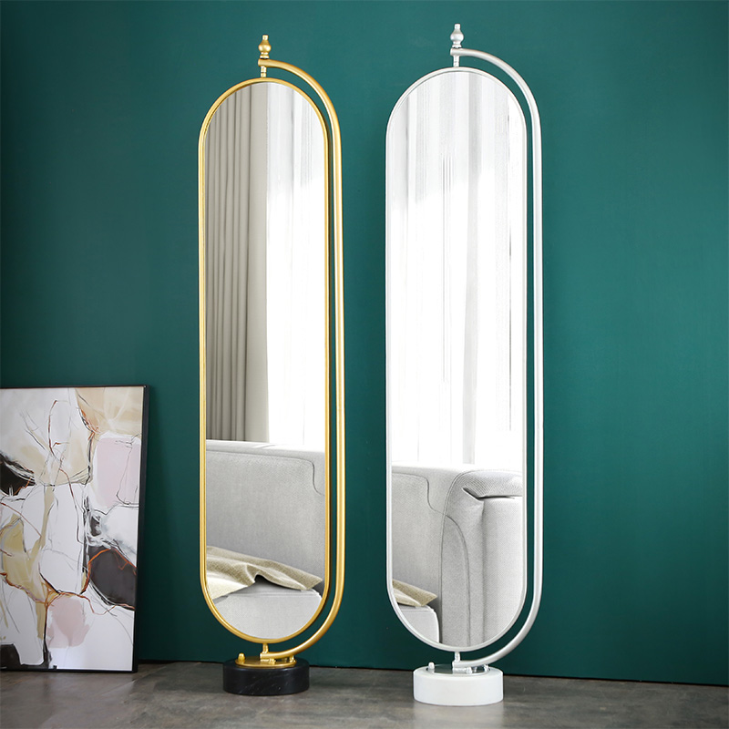 Bedroom girl dressing mirror rotating fitting mirror household clothes hanger integrated multi-functional stereo mirror light luxury Nordic