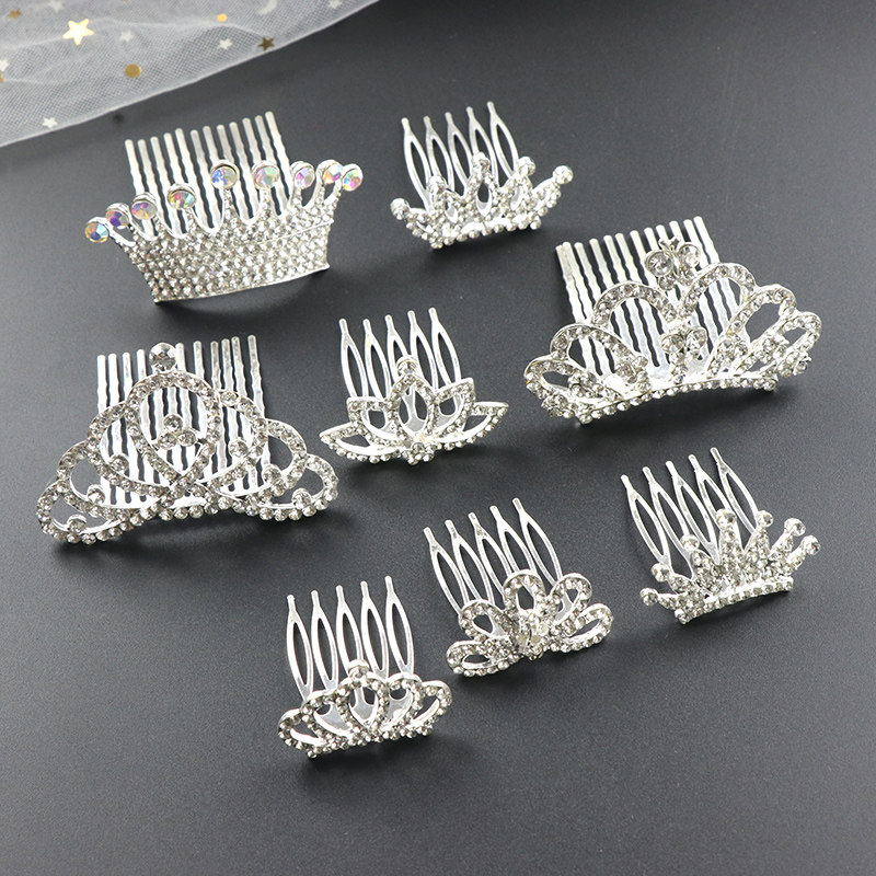 Korean children's crown hair clip, baby rhinestone hairpin, little girl hair accessory, princess crown hair comb