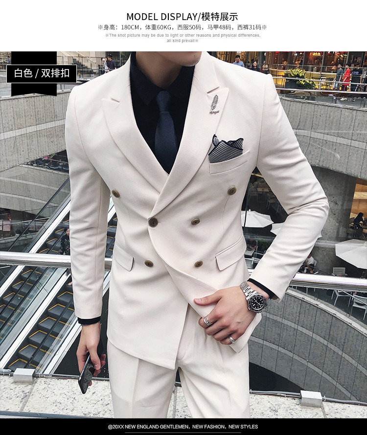 Bộ đồ đôi ngực phù hợp với áo ba lỗ nam Hàn Quốc phiên bản kinh doanh tự tu luyện phù hợp với hai chiếc váy cưới thủy triều áo dạ nam