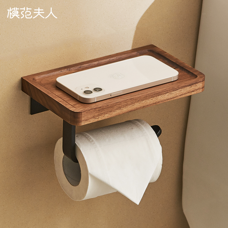 Non-perforated toilet paper box Powder room mobile phone shelf Toilet paper box Wall-mounted toilet roll toilet paper towel placement box