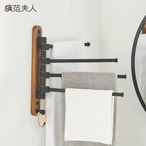 Punch-free towel rack bathroom shelf rotating towel bar multi-bar bathroom hanging towel rack artifact light luxury
