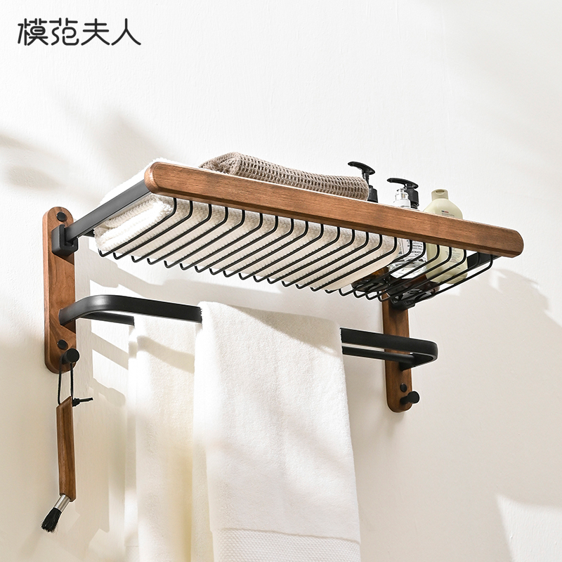 Bath Towel Rack Bathroom Hardware Bathroom Pendant Suit Folding Towel Rack Makeup Room Shelve Wall-mounted Towel Rack