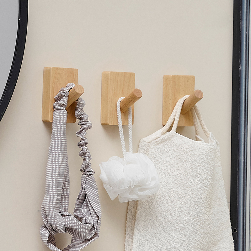 Solid wood hook log coat hook wall clothes hanger hook wooden door behind the wall room single hook free of punching