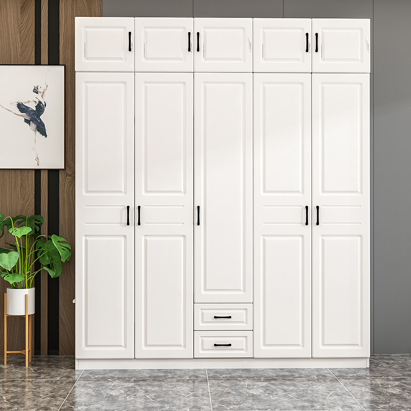 European-style large wardrobe economical combination cabinet wardrobe home storage bedroom storage cabinet five-door combination overall cabinet