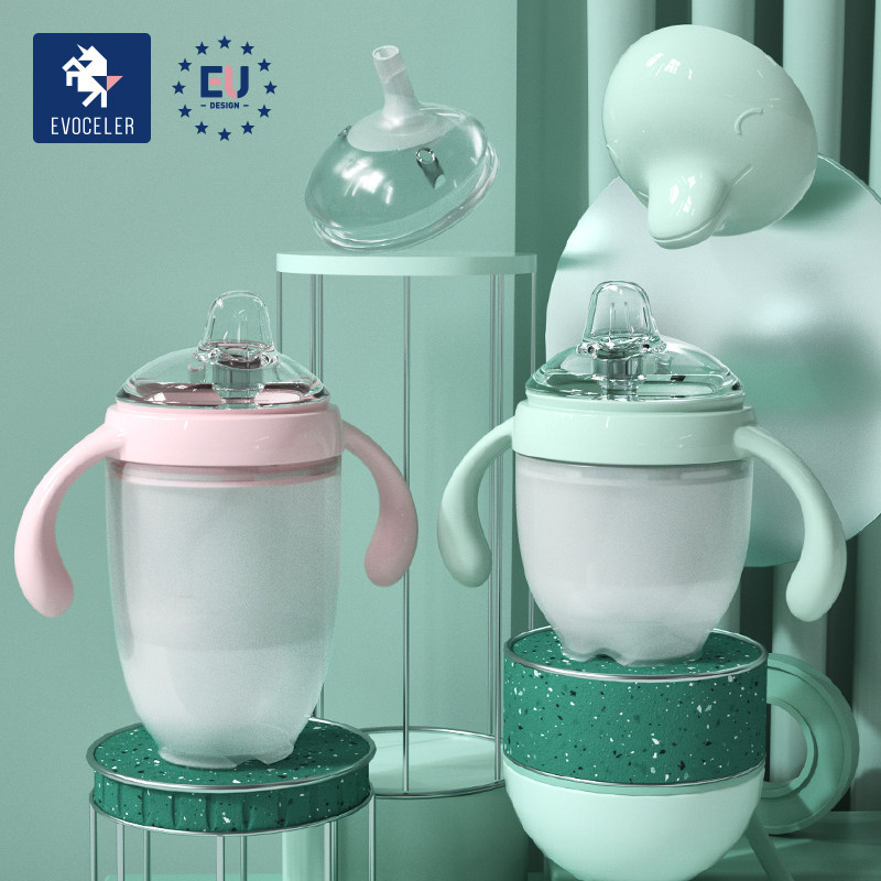 Uk UK evoceler silicone duckbill cup baby baby bottle baby drink water 6 months baby straw learning cup