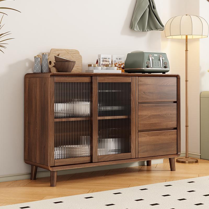 Solid wood dining side cabinet minimalist modern living room leaning against wall One tea water cabinet Wine Cabinet Hupeach Wood Kitchen Storage cabinet-Taobao