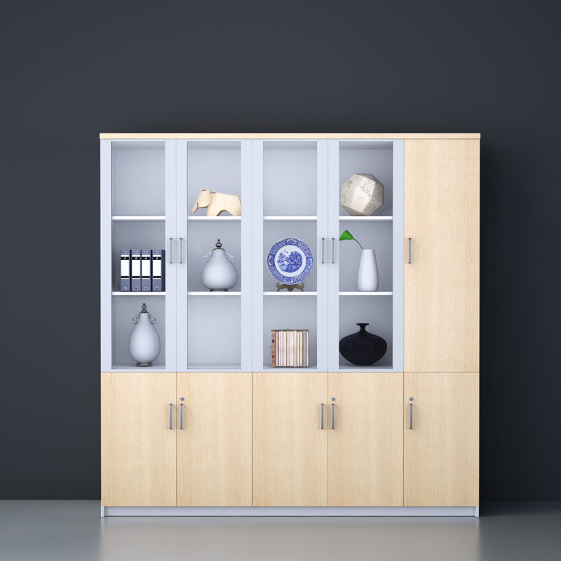 Wooden File Cabinet Office landing Open Door Locker Modern Simple Multi-layer Data High Cabinet Display Cabinet Lock