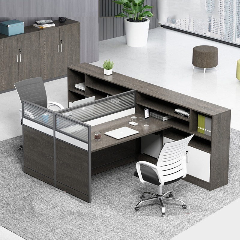 Financial Desk Screen Table And Chairs Combined Double 4-4 People's Desk Desk Seats 6 People Office Table Station