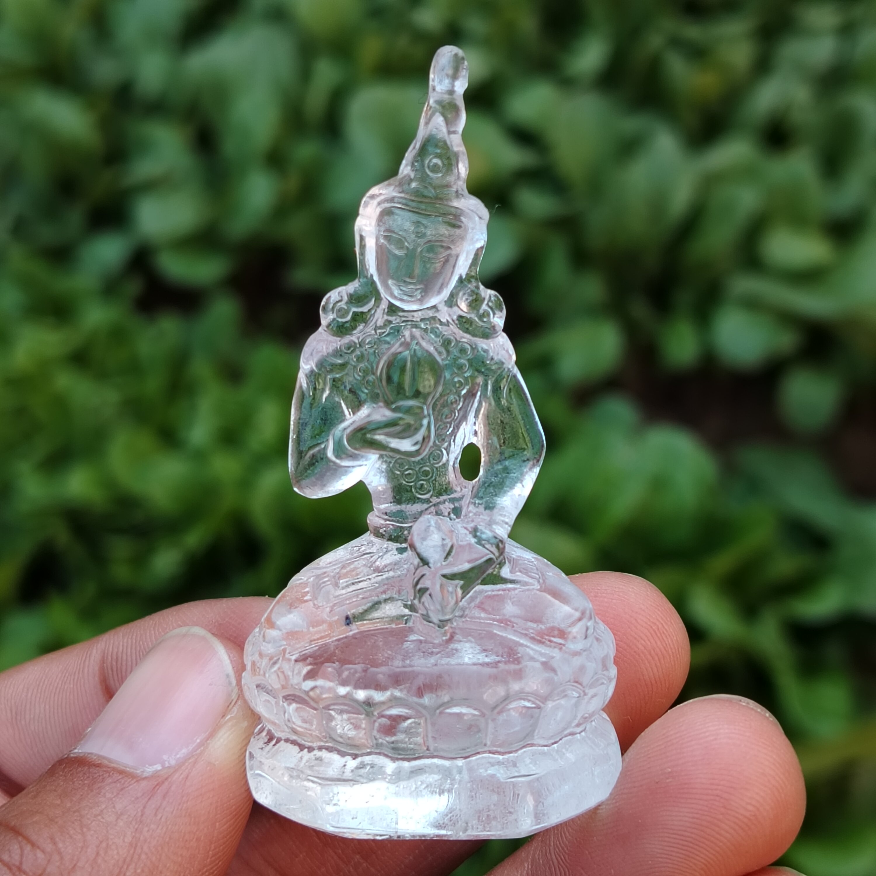 保真天然白水晶觀音原石雕刻觀音菩薩佛像車載擺件8-9cm走量價-淘寶