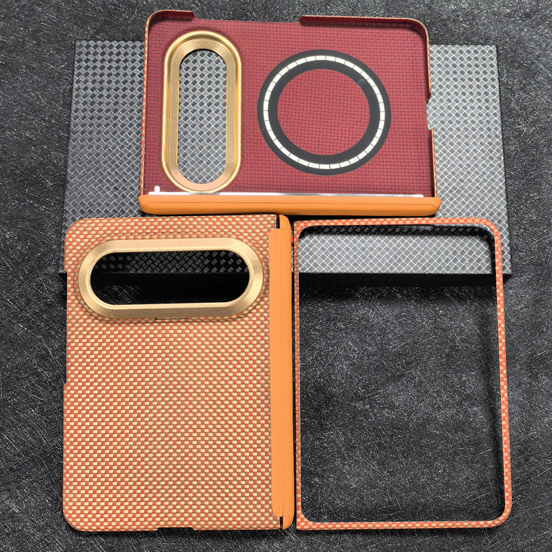 Suitable for Huawei Puraxmax Central Axis Protective Case, Full-Cover Silver Glossy Phone Case, Purax Collector's Edition Kevlar Aramid Carbon Fiber Pattern Ultra-Thin Full-Cover Matte Hard Shell Folding Protective Case