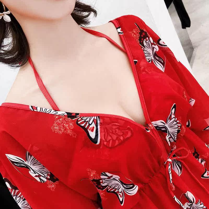 Swimsuit woman Three sets of fairy Fan Two style conservative Belly Button Slim Sexy Korea Ins Student Spa Swimsuit