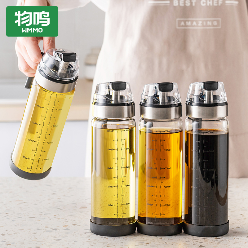 Tinnitus glass oil pot automatic opening and closing without hanging oil anti-leaking oil bottle Home Kitchen Soy Sauce Vinegar Sauce Bottle Oil