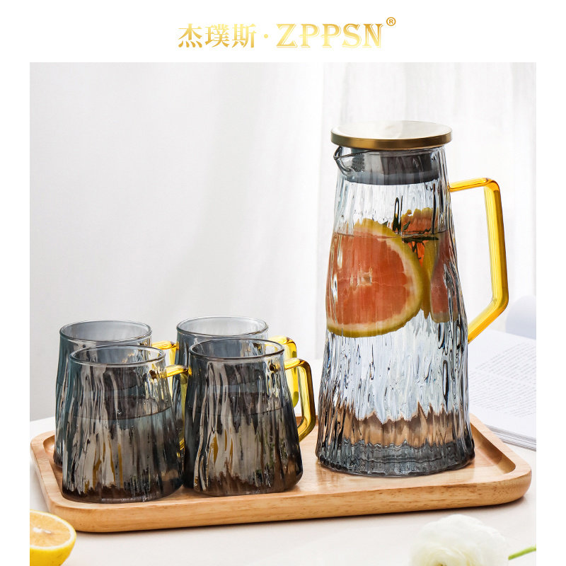 ZPPSN light and luxurious glass mug cup cold water kettle suit home living room Nordic teapot tea cup water fitting
