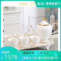 ZPPSN European-style tea set for home with tray Inn style afternoon tea tea teapot ceramic small lavish coffee cup