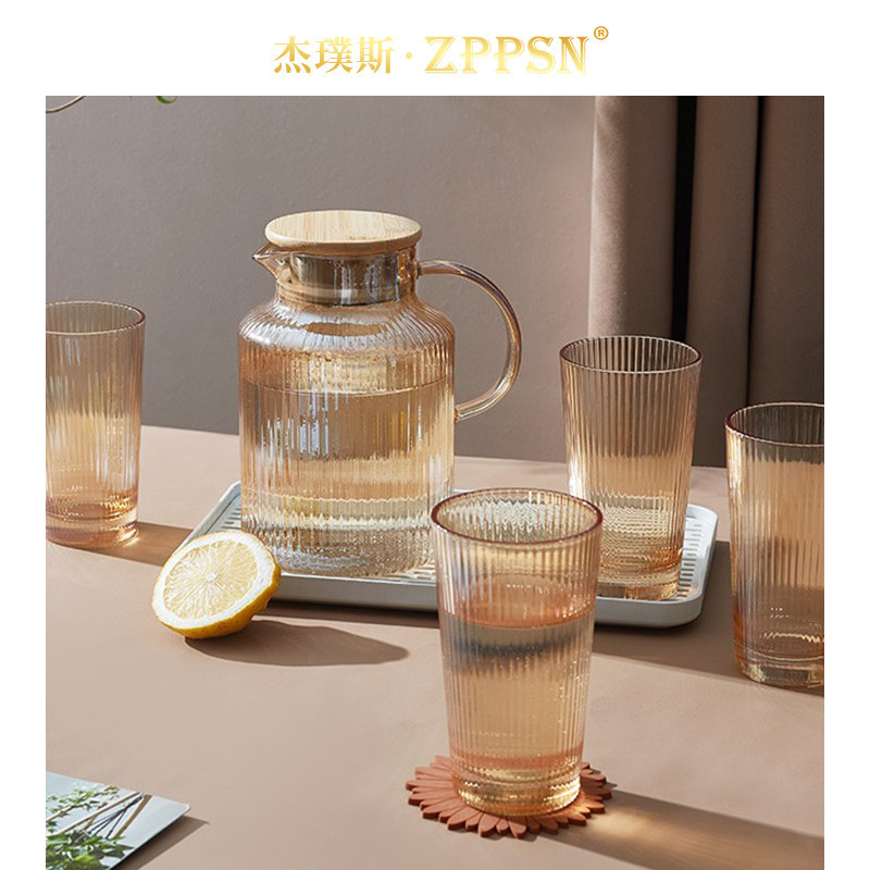 ZPPSN glass cold water kettle Home heat resistant and high temperature resistant cold kettle cool white open water glass oversize teapot set