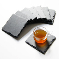 Coaster light luxury high-end black stone bluestone plate insulation slate stone place mat Nordic anti-scalding square