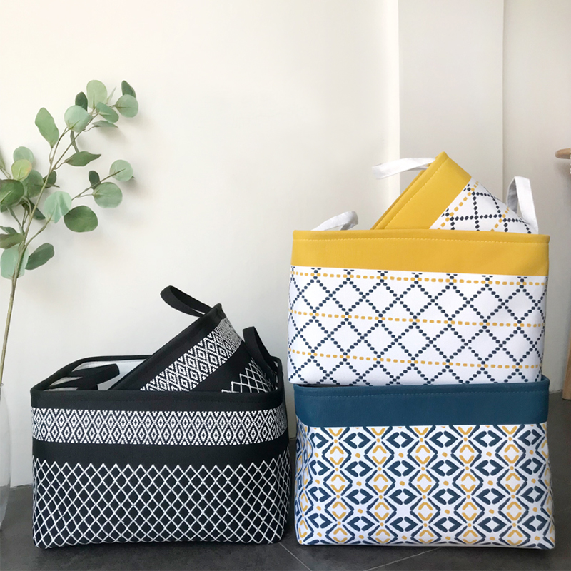 Fabric wardrobe storage basket underwear sundries storage box fashion series finishing basket three-layer thickened large dirty clothes bucket