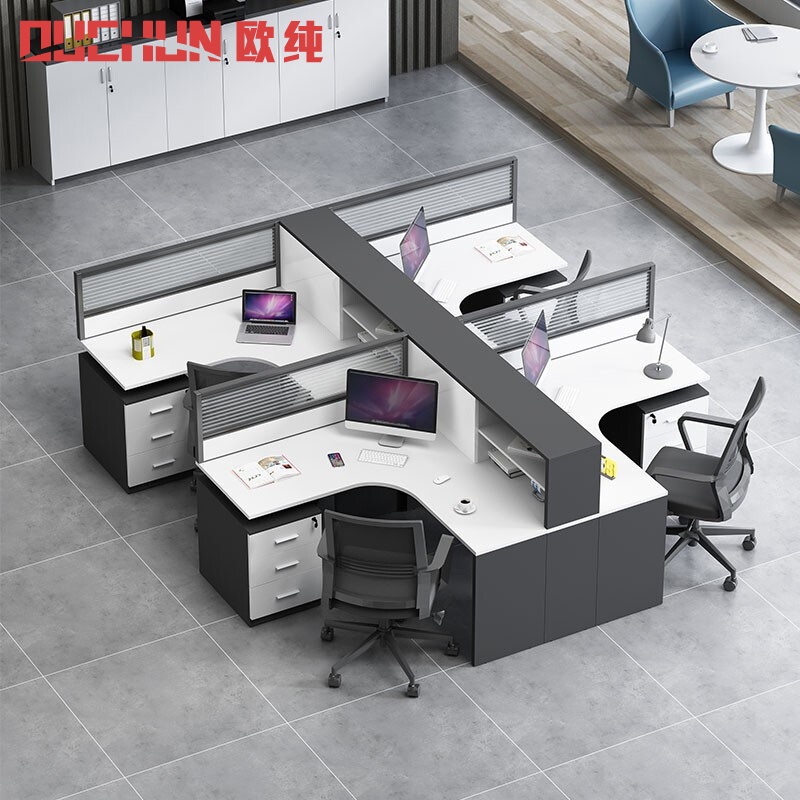 Office desk and chair combination staff table modern office furniture four-person staff table computer desk screen office space
