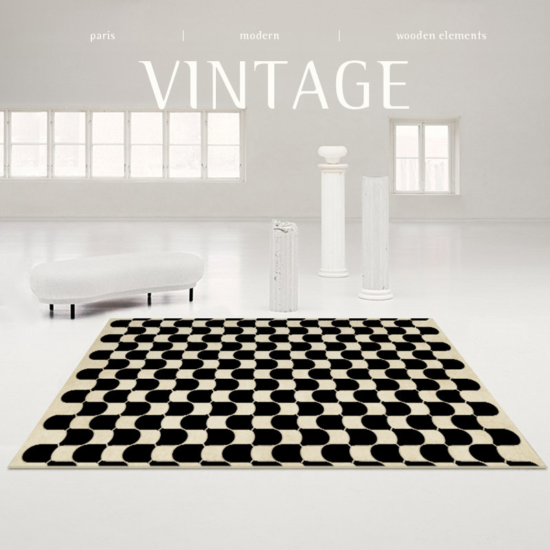 youlve method medieval living room rug black and white chessboard grid bedroom ins plaid bedside retro dirty mat