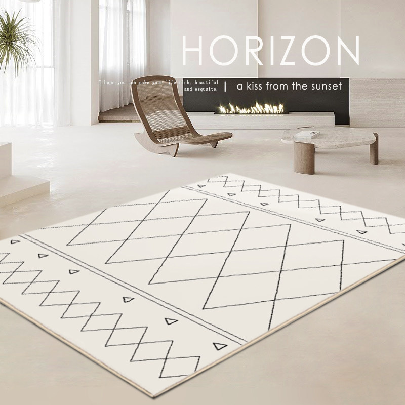 Modern minimalist tea table carpeted living room plaid white folk bedroom plush bedside blanket Nordic ins wind ground mat