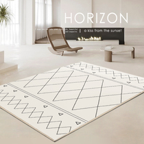 Modern minimalist tea table carpeted living room plaid white folk bedroom plush bedside blanket Nordic ins wind ground mat