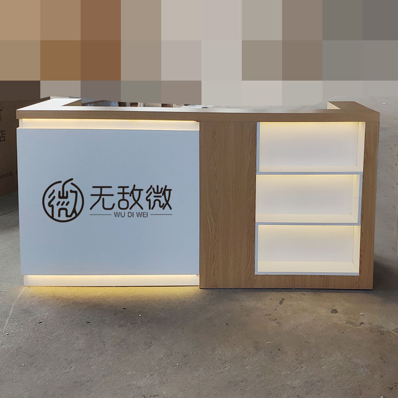 Custom minimalist modern milk tea shop dessert bread bunk shop collection silver counter front desk water bar water fruit shop washstand