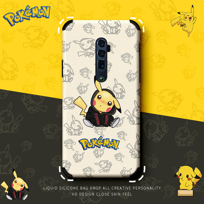 Small leather OPPO Reno mobile phone protective case anti-fall women's Reno ten times zoom edition all-inclusive protective case Reno2Ace embossed silk pattern RenoZ cute 2Z cartoon silicone