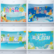 Bubble Summer Theme Background Cloth School Kindergarten Summer Activity Layout Inkjet Poster Decorative Cloth Customization