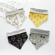 High-end Korean baby saliva towel pure cotton baby triangle towel large boy bib square towel bib kindergarten double