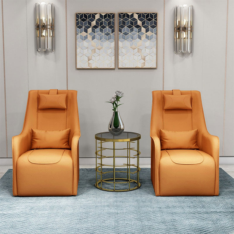 Italian post-modern leather leisure sofa Hong Kong-style light luxury simple creative chair business single sofa chair backrest chair