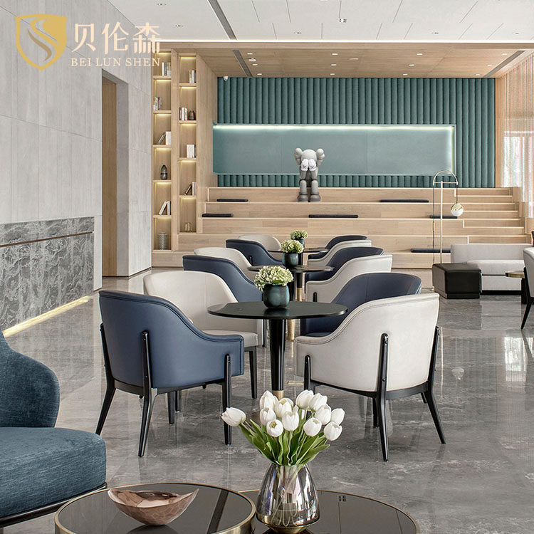 Sample House Exhibition Center Postmodern Light Luxury Negotiation Tables and Chairs One Table and Four Chairs Combination Sales Center Sales Department Reception Chair Furniture
