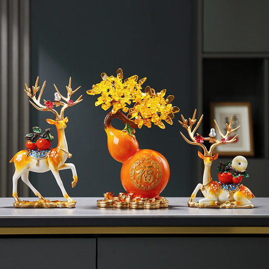 招财葫芦鹿桌面摆件客厅玄关电视酒柜家居饰品装饰品乔迁新居礼品