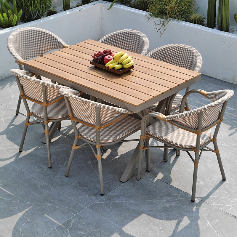 Nordic Outdoor Table And Chairs Courtyard Casual Outdoor Net Red Light Luxury Terrace Villa Garden Table And Chairs All Aluminum Modern Minimyo-Taobao