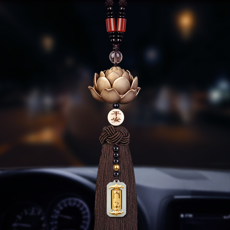 Copper Lotus car pendant high-end safety rearview mirror car pendant men's high-end car pendant goddess model