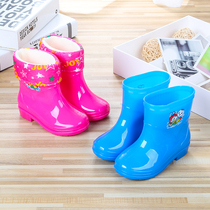 Tigno new small childrens rain shoes children plus velvet non-slip light safety cartoon childrens rain shoes boys and girls