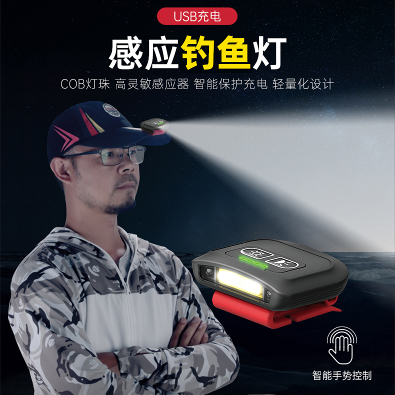 Night fishing induction headlight fishing special clip cap lamp fishing lamp night fishing lamp rechargeable head-mounted outdoor Lao Cao