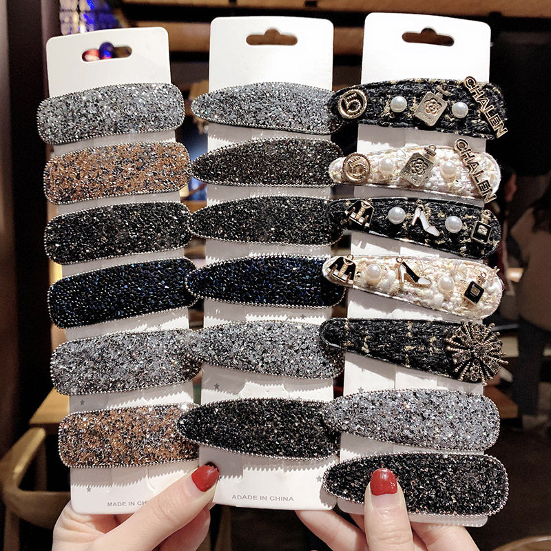 Net red hair clip ins crystal rhinestone hair clip headdress female Korea retro Liuhai side clip simple high-grade BB clip