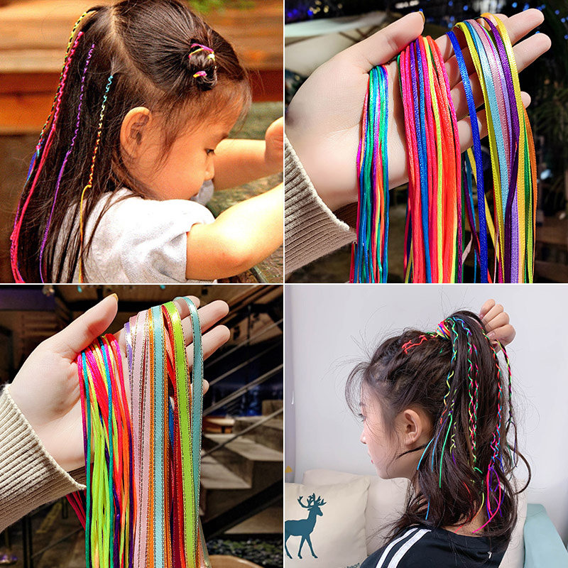 Net red female tie hair rope Color rope ribbon dirty braided braided hair lead rope Colorful braided hair rope Children's dirty braided