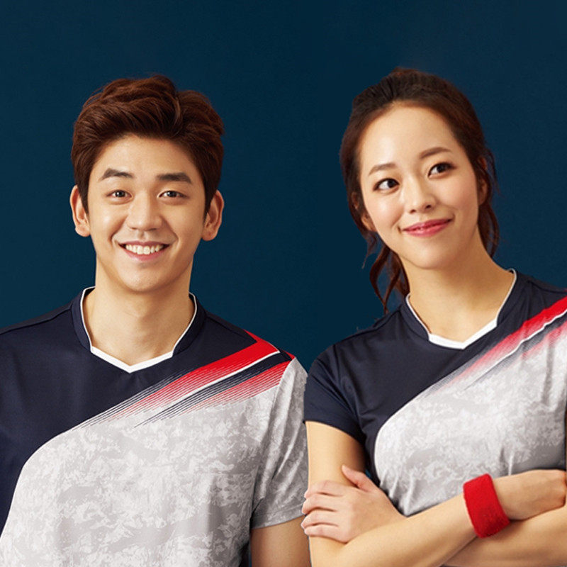 New Badminton suit men and women suit Short sleeve tennis suit speed dry air table tennis clothing custom print