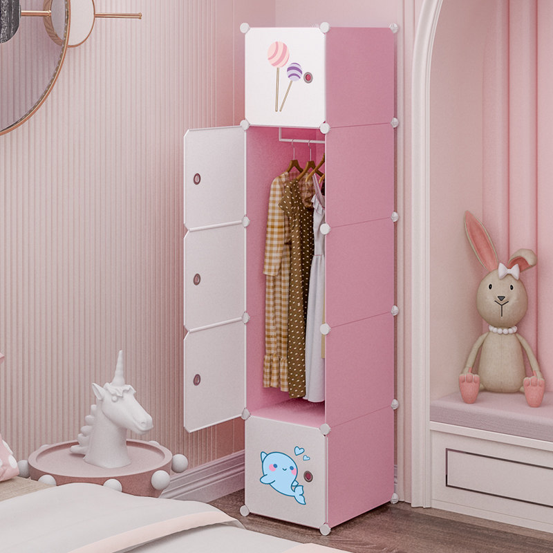 Wardrobe simple plastic storage cloth closet rental single small bedroom cloth art anti-dust assembly economical type containing cabinet