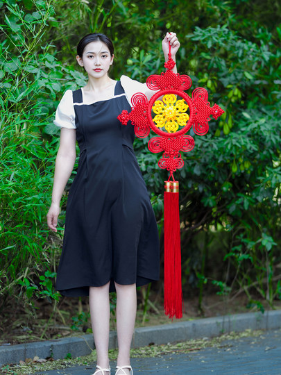 Tianyi Ji Chinese Knot Pendant, Large Size, for Living Room, Entrance, Bedroom, Tianji Cloud Brocade, Peace and Celebration Knot, High-End Handmade Hanging Decoration