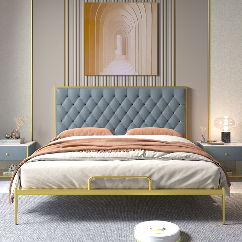 Nordic Light Extravaganza Bed Net Red Iron Art Bed Modern Minimalist Master Bedroom Double People's Bed 1 5 m Single Iron Bed Frame Rack