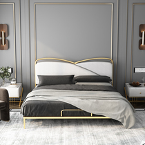 Nordic light luxury bed small apartment master bedroom single double bed 1 5 meters 1 2M modern simple Net red ins Wind iron bed