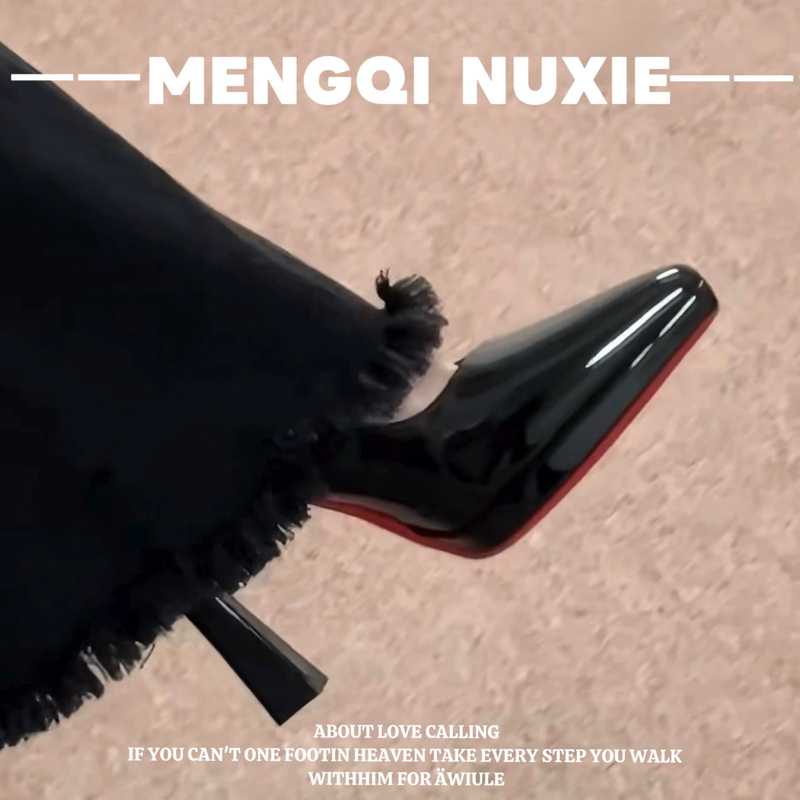 2026 New Style Black Patent Leather Red-Soled High-Heeled Shoes, Feminine Pointed-Toe Waterproof Platform Shoes That Are Comfortable for the Feet, Professional Chunky Heel Single Shoes