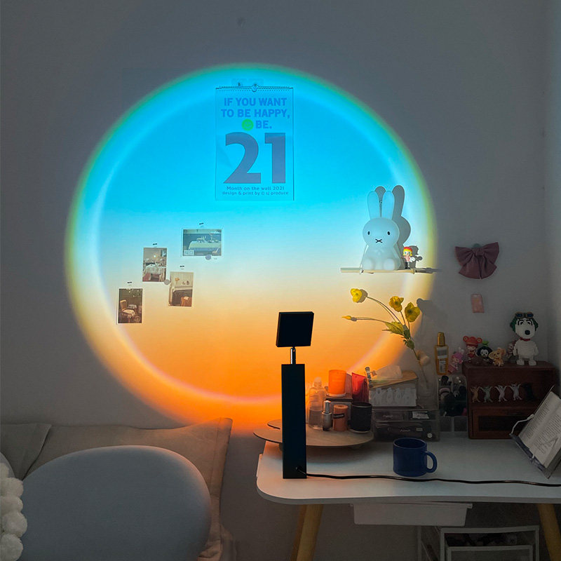 Sunset Lights Charging Desks Light Sunset Day Not Falling Lights Projection Atmosphere Light Bedroom headlights Decorative Mesh Red Photo