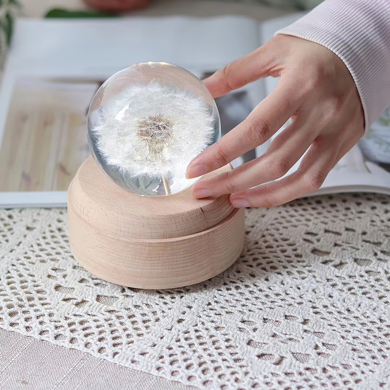 Dandelion water crystal ball small night light Yonsei 8 soundbox birthday present to girlfriend Girl Hearts Table White Creativity