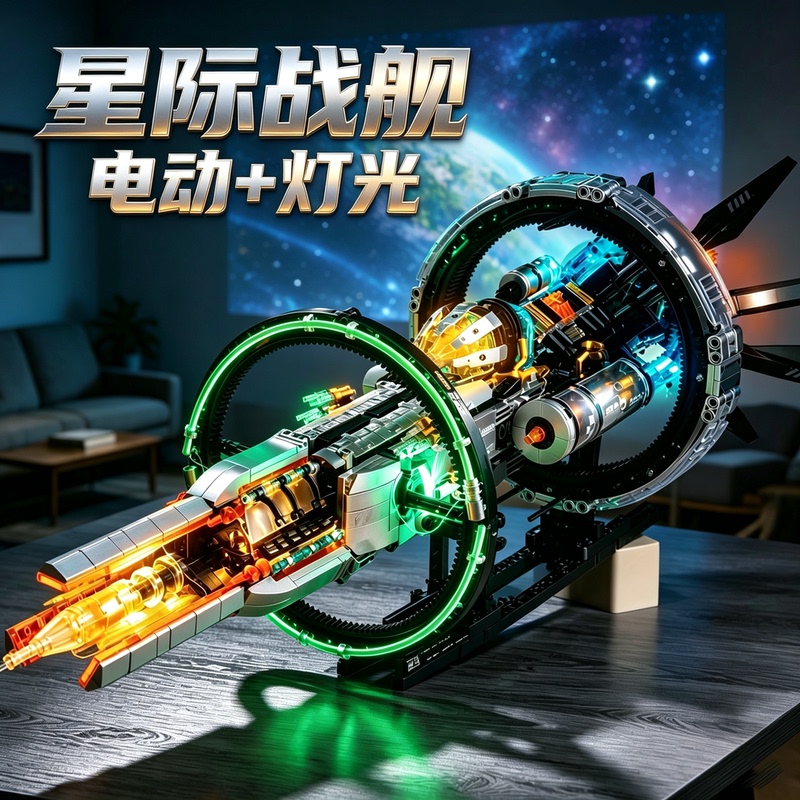 Giant Interstellar Warship Electric Building Blocks Adult Version High Difficulty Suitable for Lego Space Station Model Boys' Gift