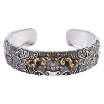 Hot selling handmade bracelets carved Pixiu retro Chinese style fashion domineering open bracelet bracelet jewelry